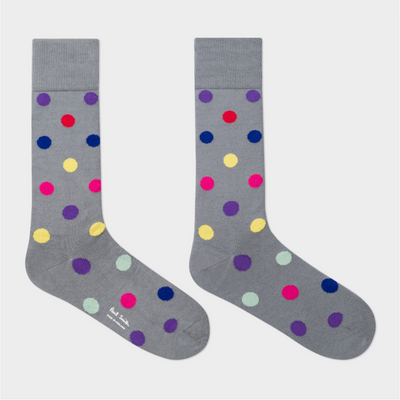 PAUL SMITH Grey 'Teacup' Polka Socks