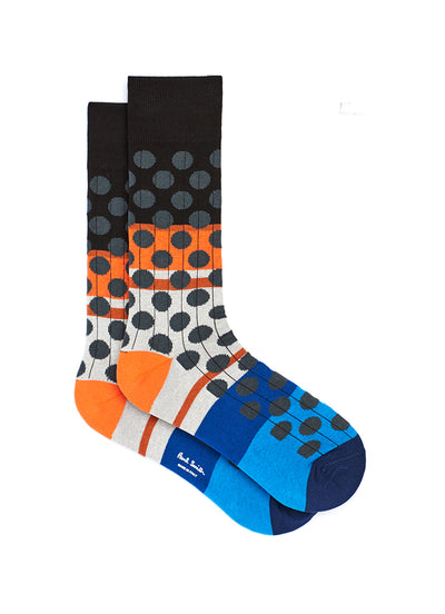 PAUL SMITH  Multi-Coloured Black Spot Ribbed Socks with Black Top