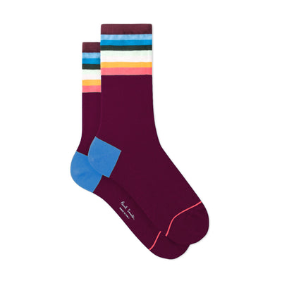 Paul Smith Women's Maroon 'Artist Stripe' Socks