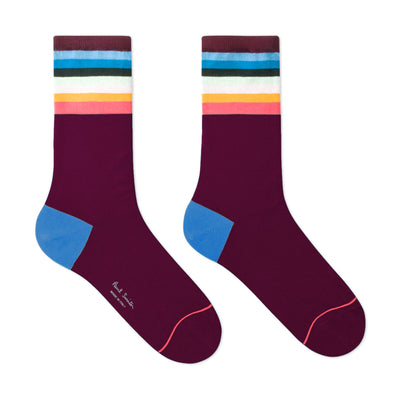 Paul Smith Women's Maroon 'Artist Stripe' Socks
