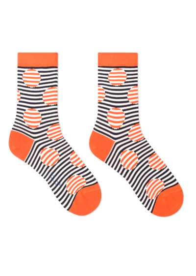 Paul Smith Women's Orange And Navy Striped-Dot Socks