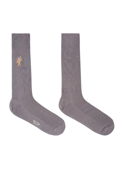 PAUL SMITH Men's Slate Grey Embroidered 'Monkey' Motif Socks
