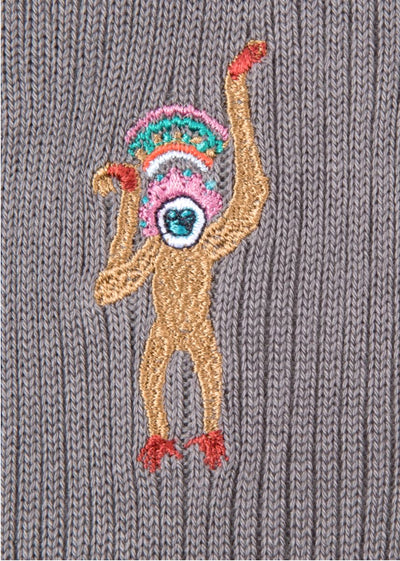 PAUL SMITH Men's Slate Grey Embroidered 'Monkey' Motif Socks