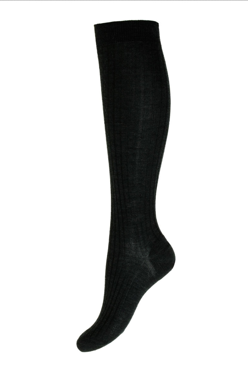 SOLESPUN - Knee High Ladies' 5x3 Rib Sock - Merino Wool in Black