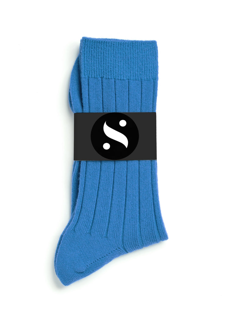 Solespun Black Label Cashmere Socks in Soley Blue