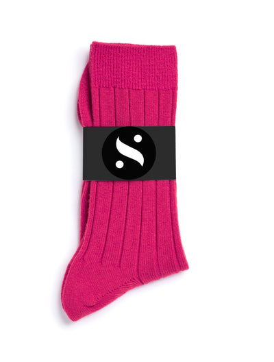 Solespun Black Label Cashmere Socks in Pink Magenta
