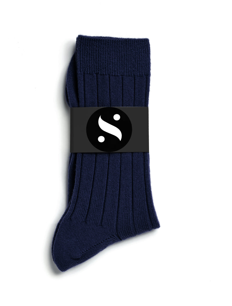 Solespun Black Label Cashmere Socks in Navy