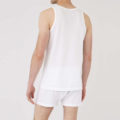 Sunspel Cellular Cotton Underwear Vest In White