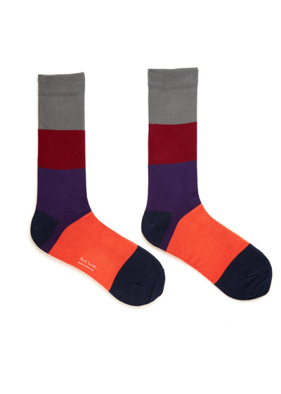 PAUL SMITH Solid Colour Block Socks in Red and Grey