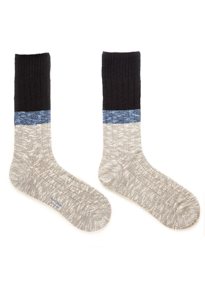 PAUL SMITH Marl Block Stripe Socks in Black/Grey