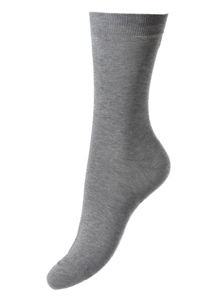 Pantherella, Poppy - Ladies' Flat Knit Ankle Sock - Egyptian Cotton Grey