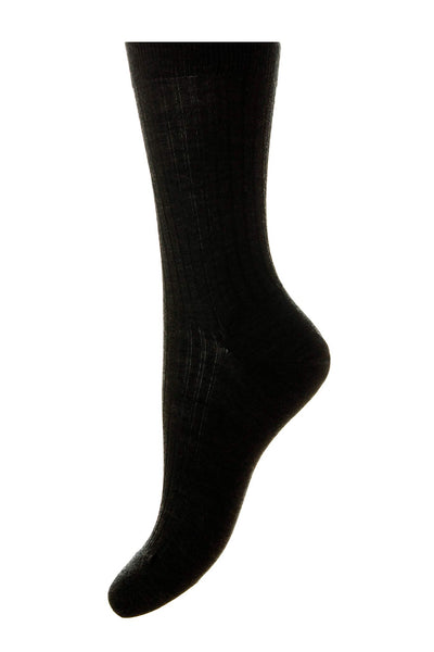 SOLESPUN - Ladies' 5x3 Rib Sock - Merino Wool in Black