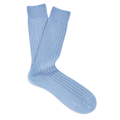 Sea Island Cotton Socks in Smoke Blue
