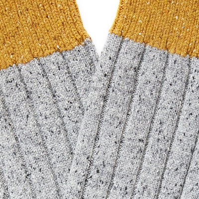 Scott Nichol Thornham  Merino Wool/Silk Men's Sock in Mid Grey Fleck/ Yellow