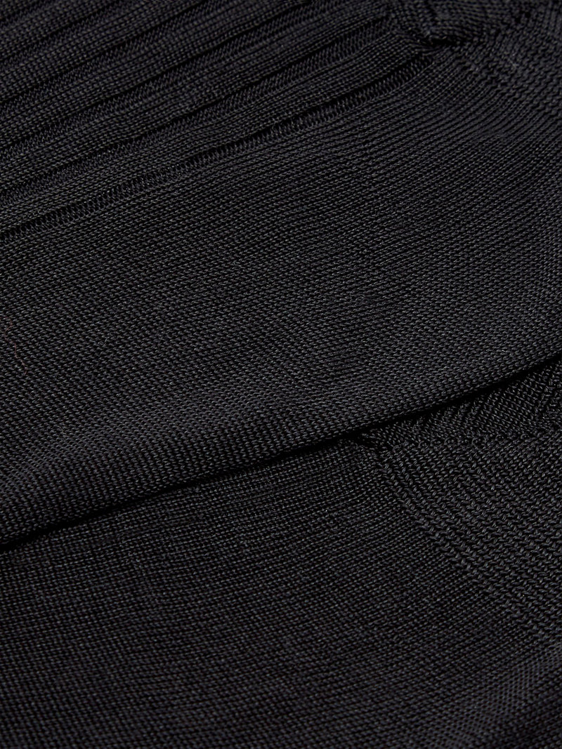PANTHERELLA Asberley - Luxury Silk 9x1 Rib  Socks Black
