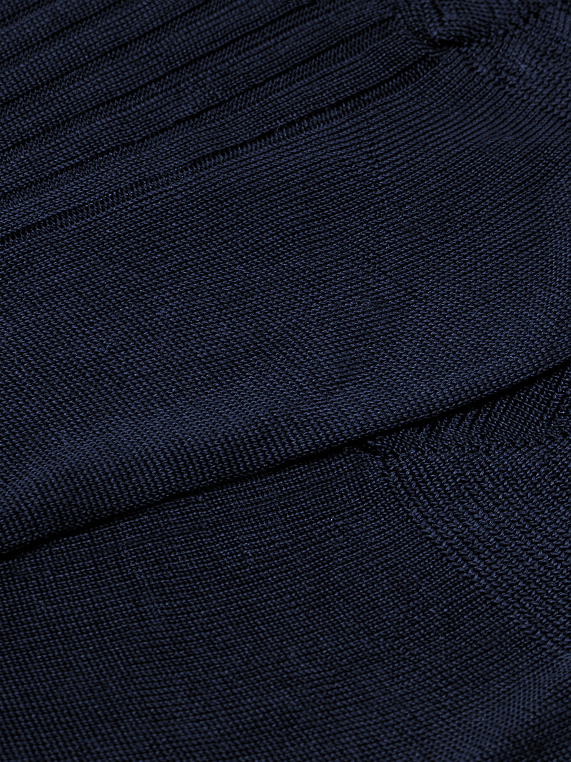 PANTHERELLA Asberley - Luxury Silk 9x1 Rib  Socks Navy
