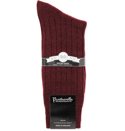 PANTHERELLA Packington Ribbed Merino Wool-Blend Socks in Wine