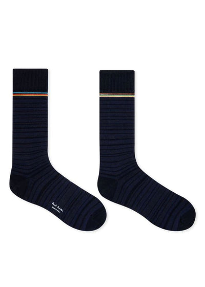 PAUL SMITH  Tonal Signature Merino Wool Sock in Navy