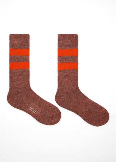 PAUL SMITH Twisted Red and Maroon Keates Merino Wool Socks in Red/Grey