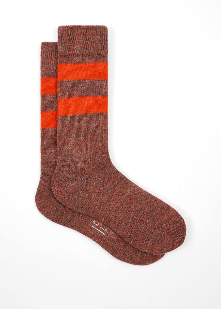 PAUL SMITH Twisted Red and Maroon Keates Merino Wool Socks in Red/Grey