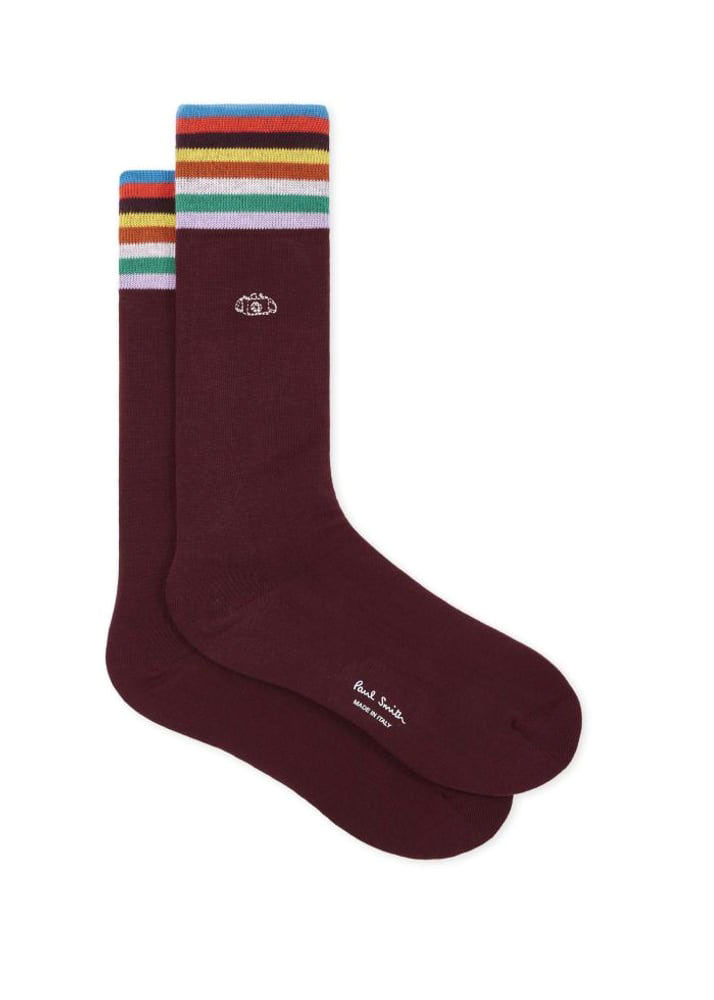 PAUL SMITH  Camera Embroidery Socks in Maroon Red