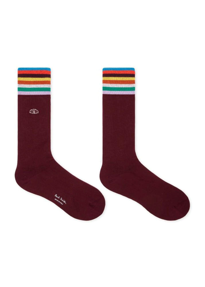 PAUL SMITH  Camera Embroidery Socks in Maroon Red