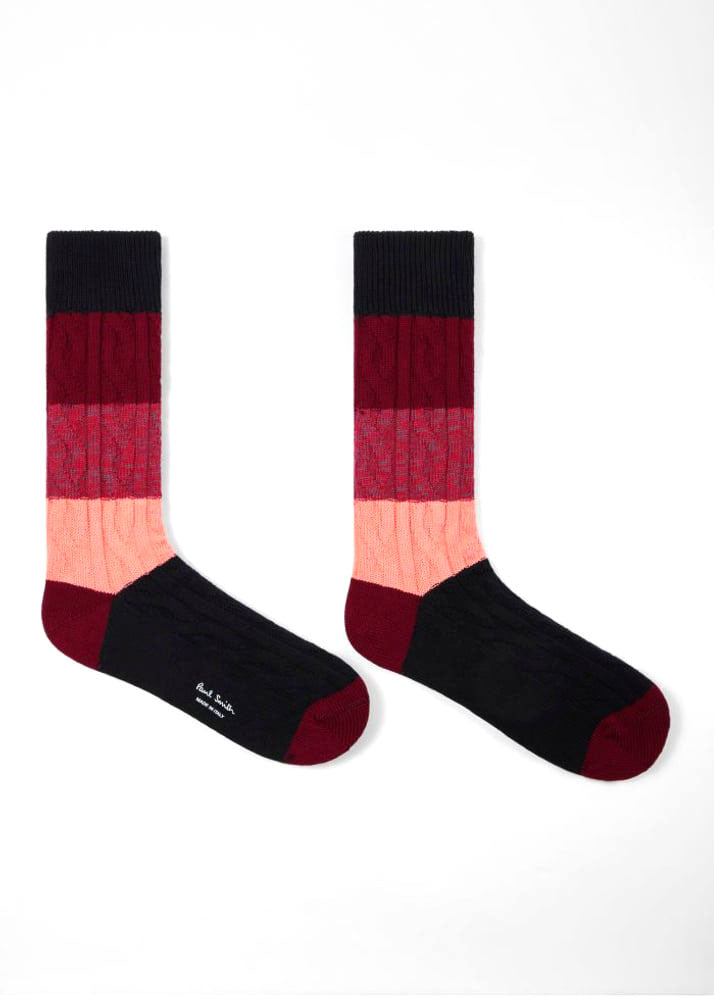 PAUL SMITH  Keagan Cable Knit Socks In Black