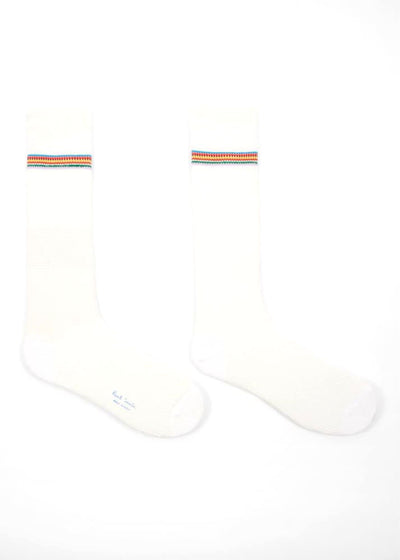 PAUL SMITH  Knight textured  Signature Sock in White