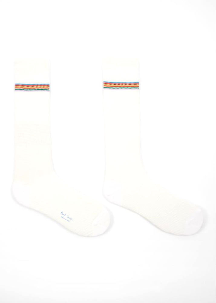 PAUL SMITH  Knight textured  Signature Sock in White