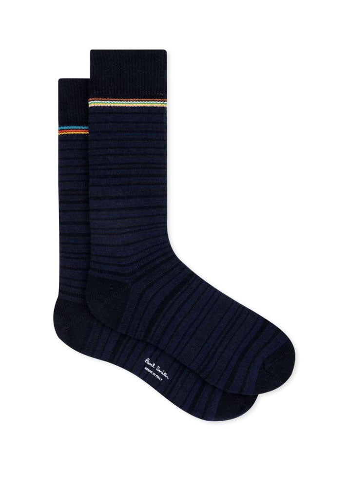 PAUL SMITH  Tonal Signature Merino Wool Sock in Navy