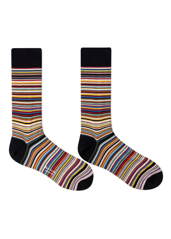 PAUL SMITH Men's Signature Stripe SILK Socks in Black - Solespun