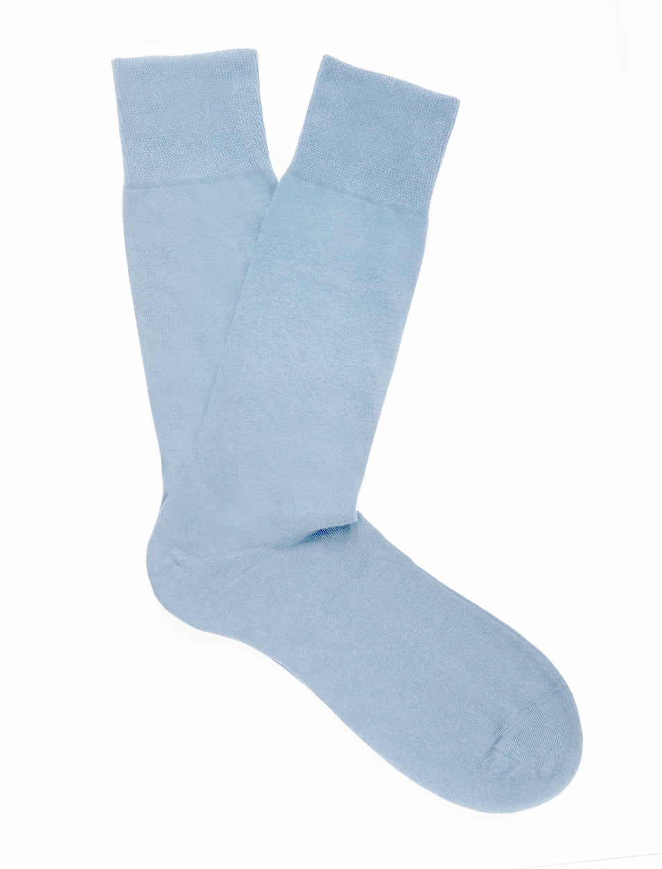 PANTHERELLA Tavener Flat Knit - Comfort Top / Egyptian Cotton Men's Socks in Pale Blue