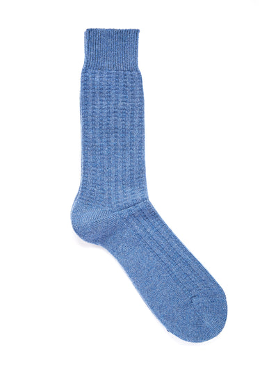 Pantherella Stanton Textured Rib Recycled Cashmere Mens Socks in Denim