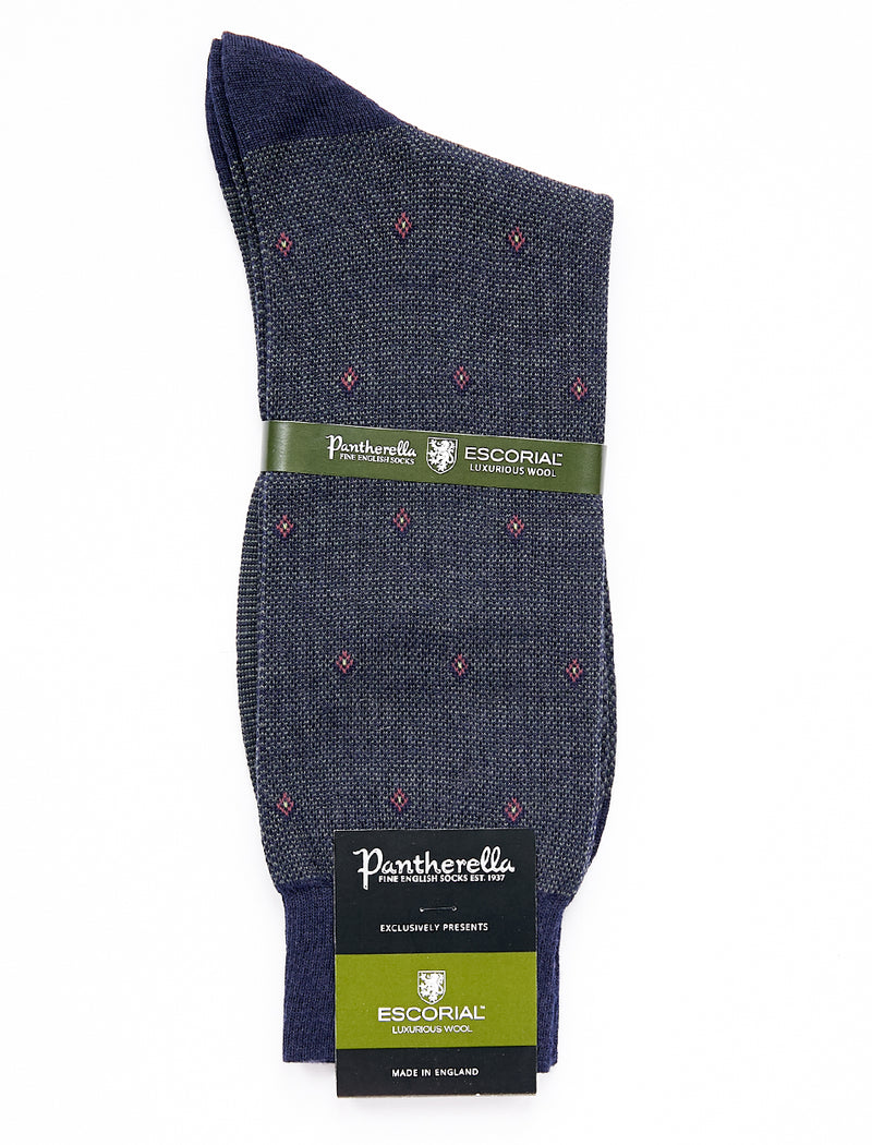 PANTHERELLA Blake Escorial Wool-Blend Socks in Navy