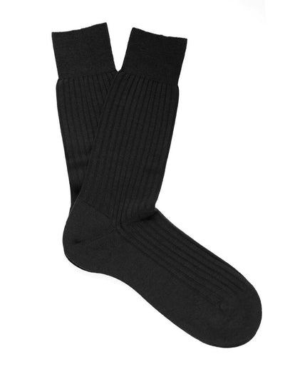 PANTHERELLA Rutherford 5X3 Rib Merino Royale Wool Men's Socks In Black