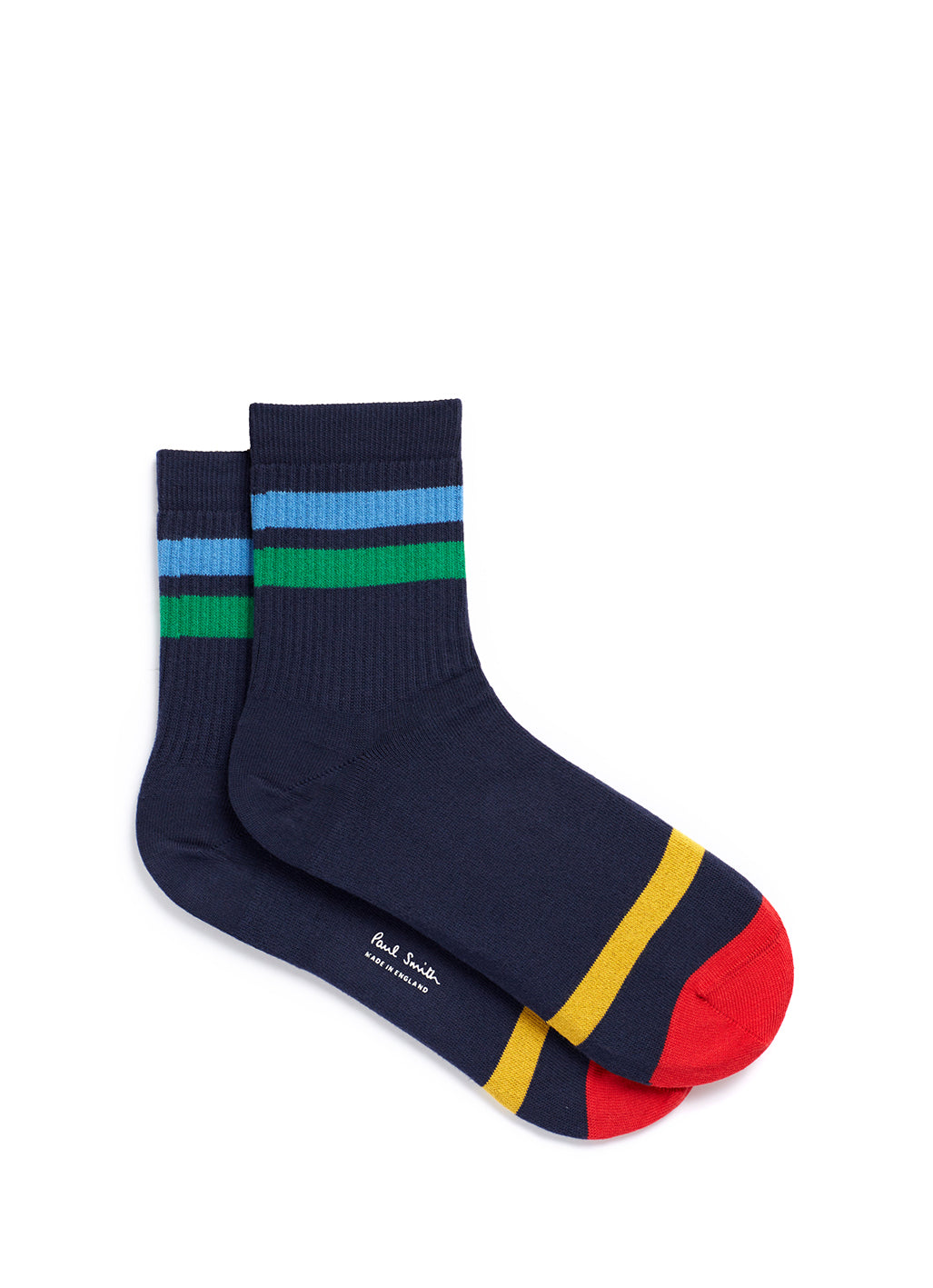 PAUL SMITH Men's Short Ankle Ribbed Socks in Navy