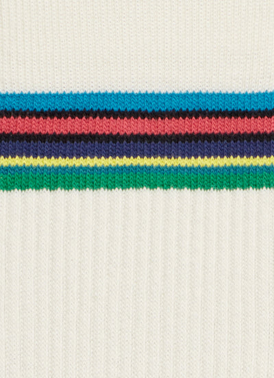 PAUL SMITH Men's 'Cycle Stripe' Trim White Ribbed Socks