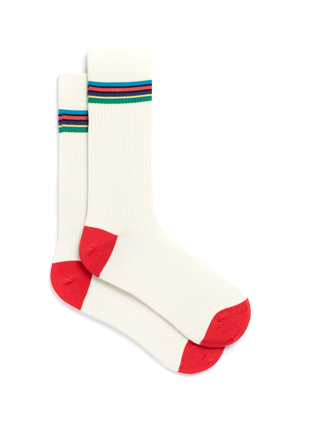 PAUL SMITH Men's 'Cycle Stripe' Trim White Ribbed Socks