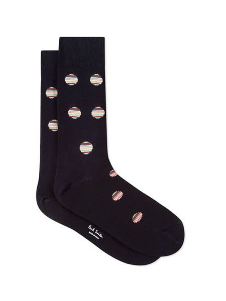 PAUL SMITH  Polka Dot Stripe Socks in Navy