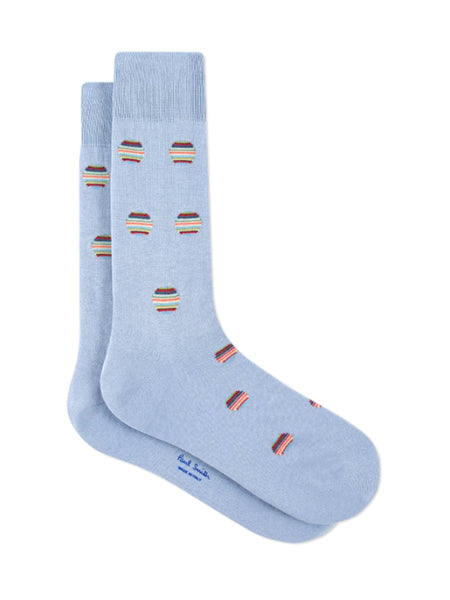 PAUL SMITH  Polka Dot Stripe Socks in Sky Blue