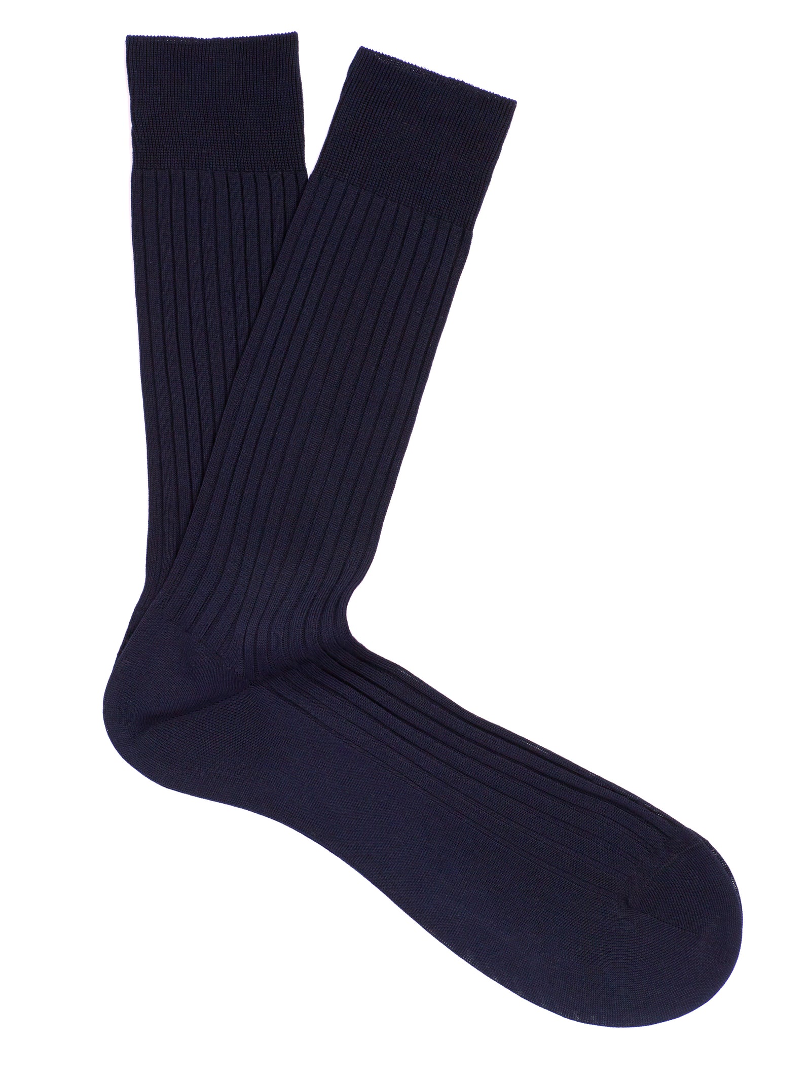 PANTHERELLA Laburnum Ribbed Merino Wool-Blend Socks in Navy