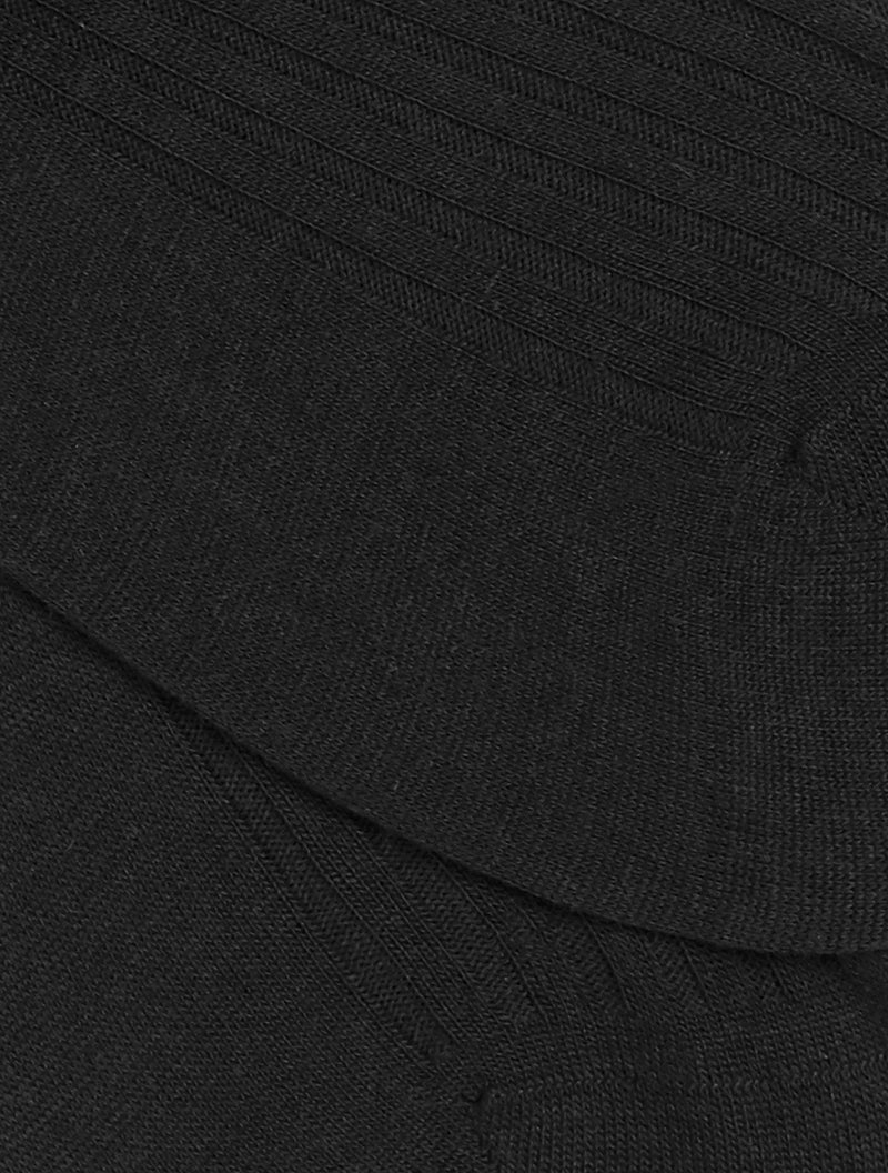 PANTHERELLA (LONG) ‘Over the Calf’ Laburnum Ribbed Merino Wool-Blend Socks in Black