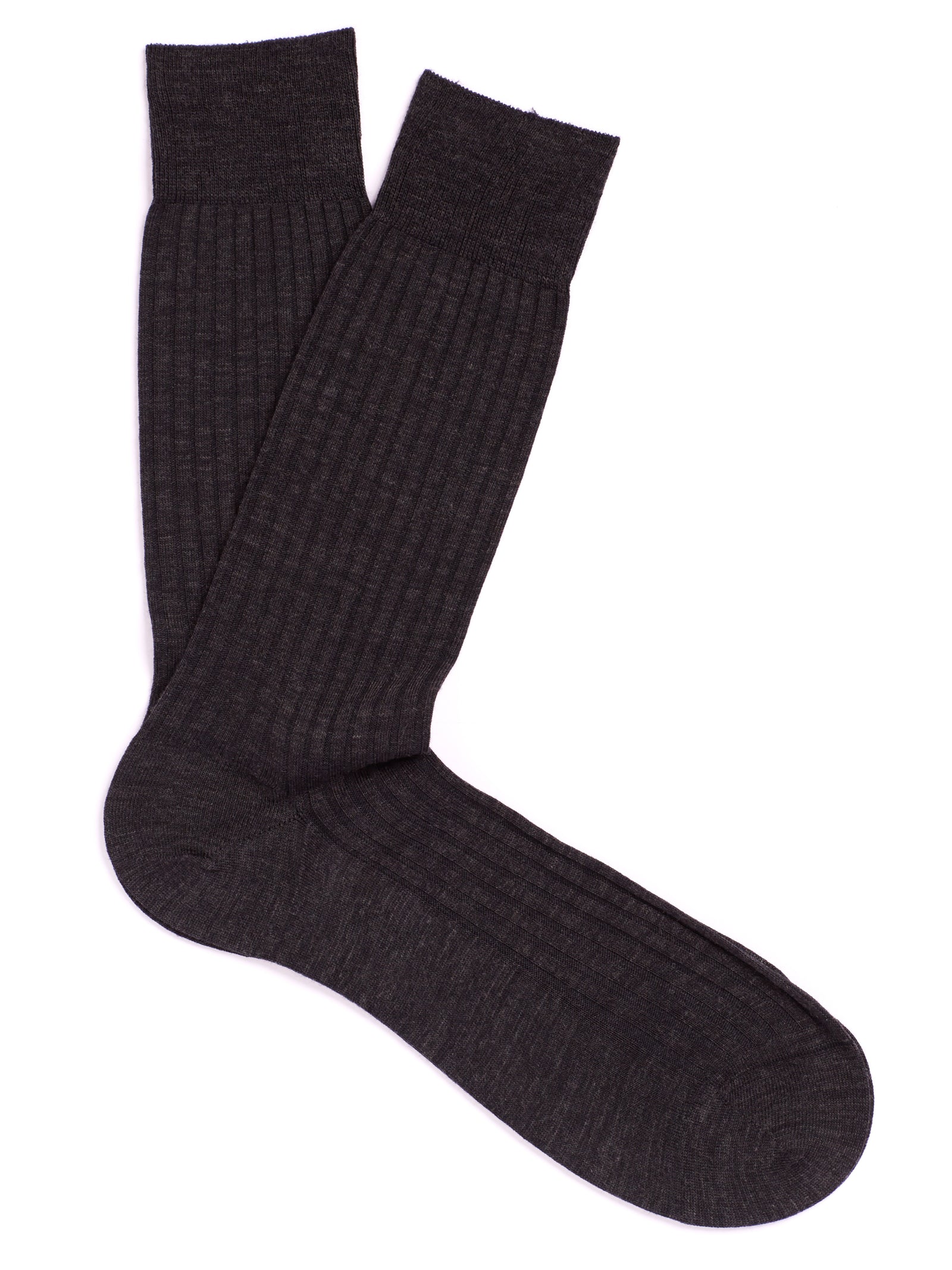 PANTHERELLA Laburnum Ribbed Merino Wool-Blend Socks in Charcoal