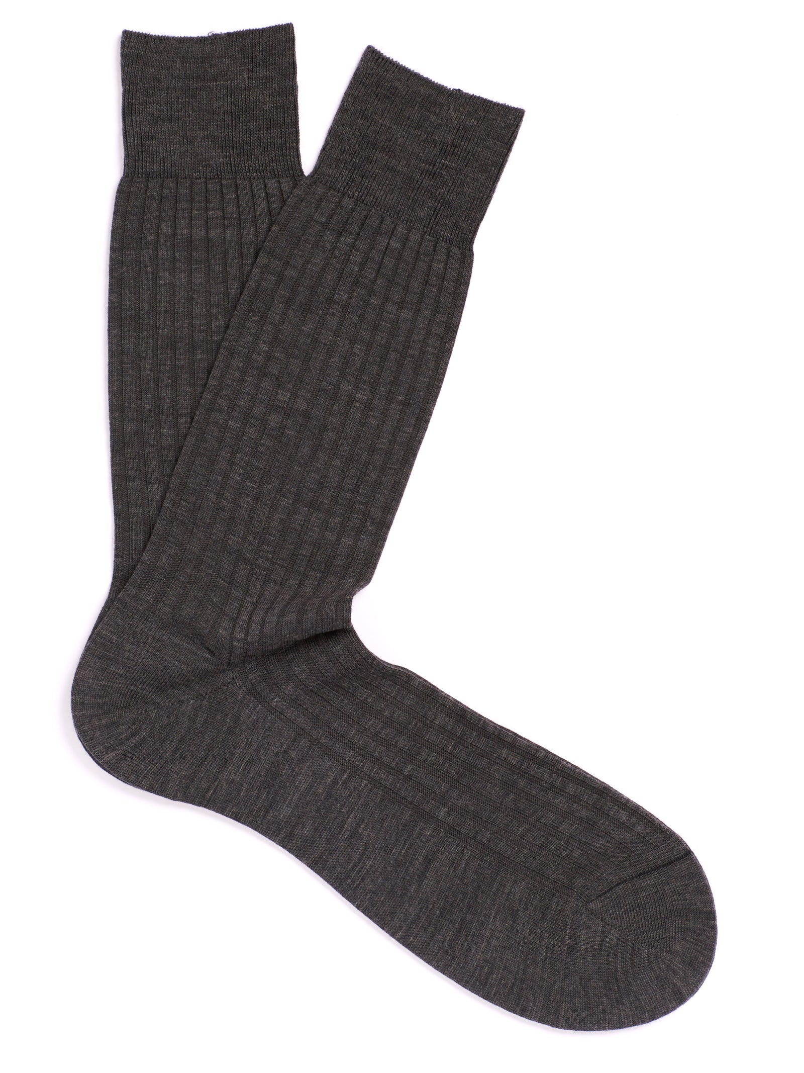 PANTHERELLA Laburnum Ribbed Merino Wool-Blend Socks in Dark Grey