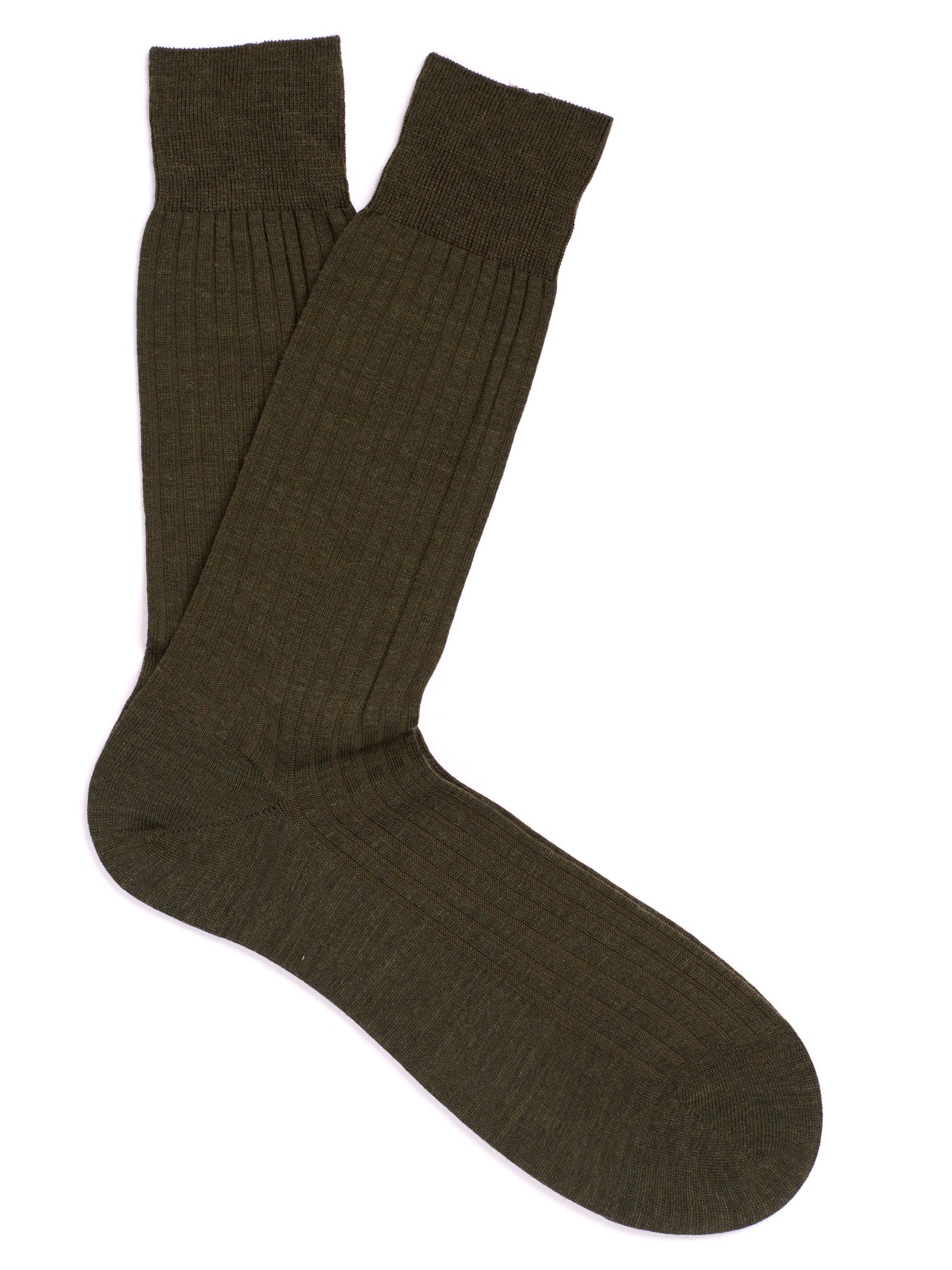 PANTHERELLA Laburnum Ribbed Merino Wool-Blend Socks in Olive