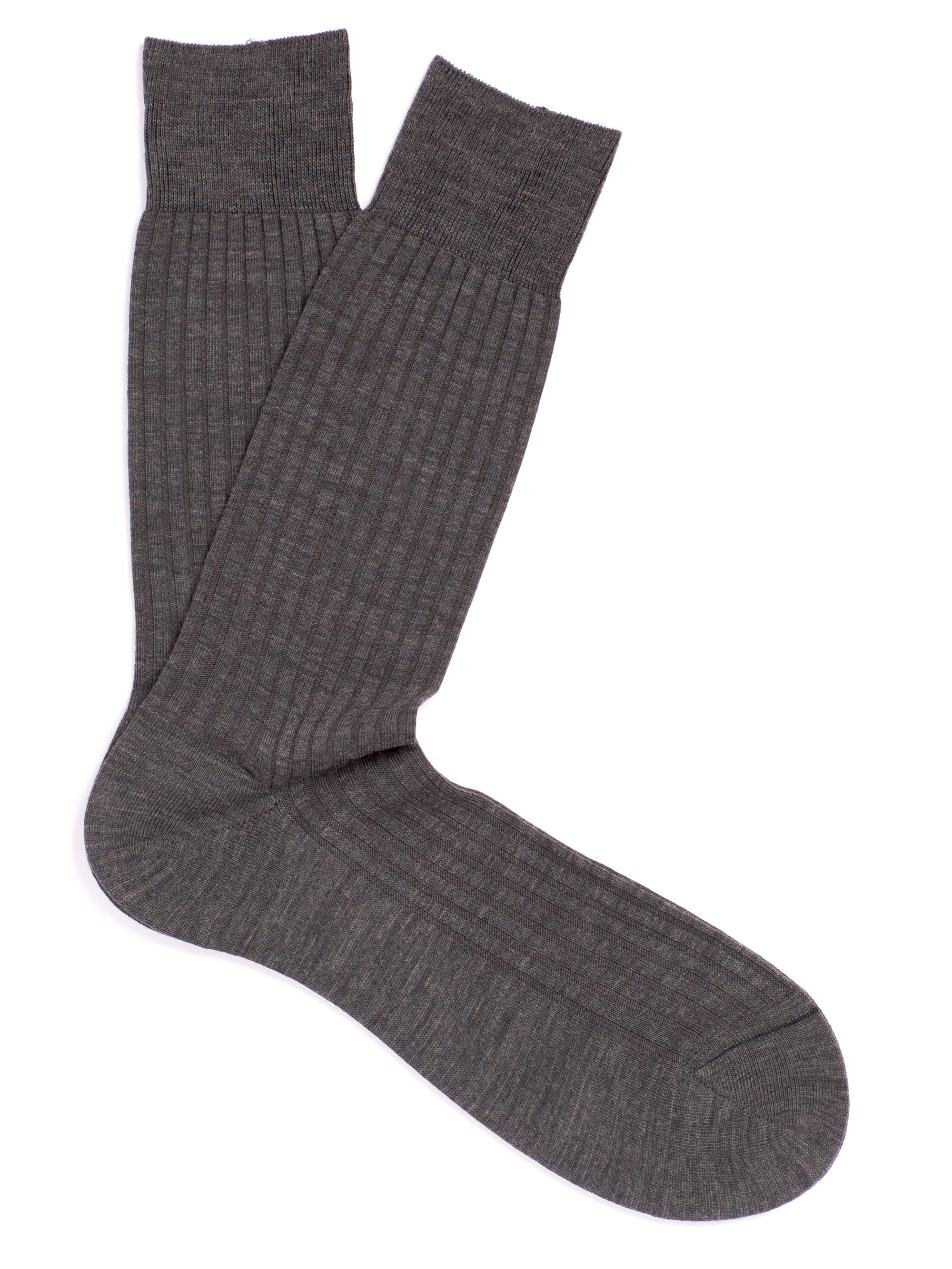 PANTHERELLA Laburnum Ribbed Merino Wool-Blend Socks in Mid Grey