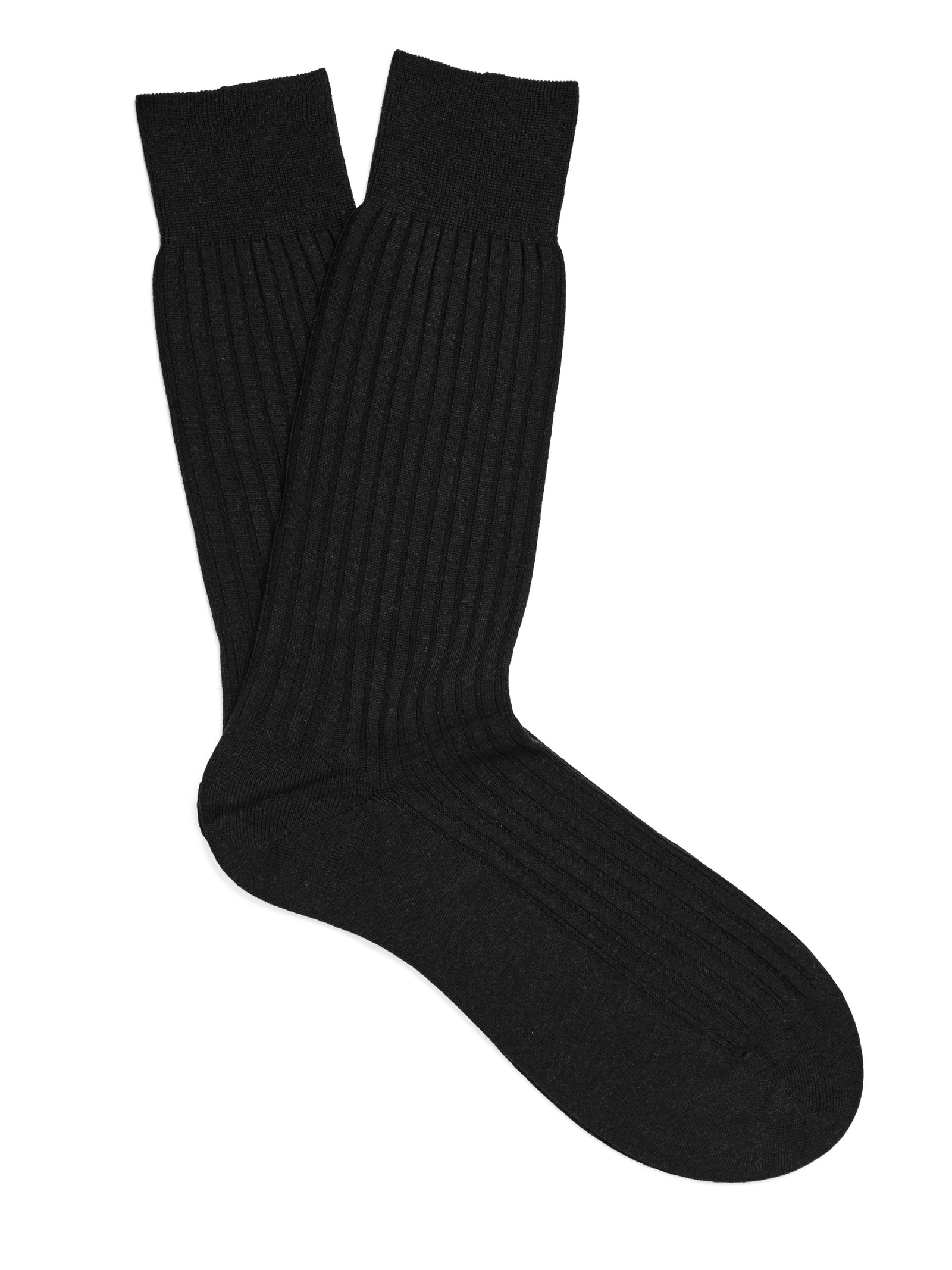 PANTHERELLA Hemingway Ribbed Escorial Wool-Blend Socks in Black