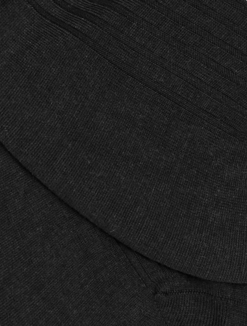 PANTHERELLA Hemingway Ribbed Escorial Wool-Blend Socks in Black