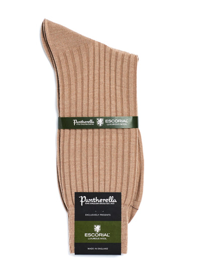 PANTHERELLA Hemingway Ribbed Escorial Wool-Blend Socks in Camel