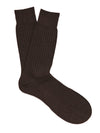PANTHERELLA Hemingway Ribbed Escorial Wool-Blend Socks in Dark Chocolate